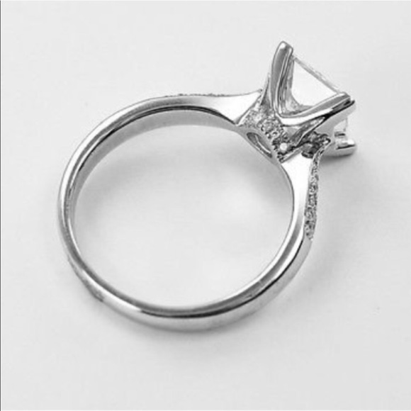 2Ct Princess Cut Half Sizes VVS 925 Silver Engagement Ring - Picture 11 of 15